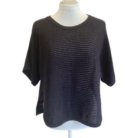 Aritzia Babaton "Donald" black hi low boxy oversized crop sweater top. Size L - Picture 1 of 11